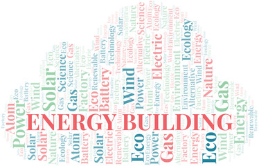 Obraz premium Energy Building word cloud. Wordcloud made with text only.