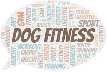 Obraz premium Dog Fitness word cloud. Wordcloud made with text only.
