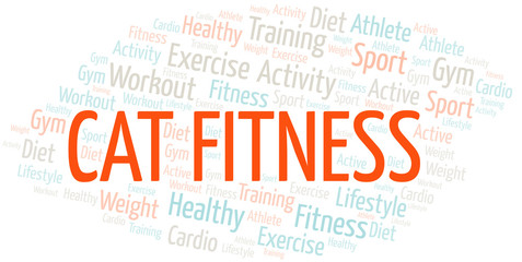 Cat Fitness word cloud. Wordcloud made with text only.