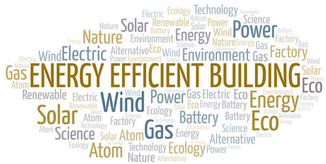 Energy Efficient Building word cloud. Wordcloud made with text only.