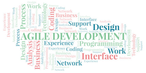 Fototapeta premium Agile Development word cloud. Wordcloud made with text only.