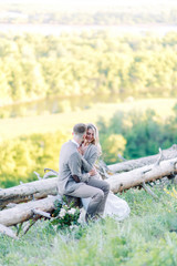  Beautiful love story in the woods. Wedding couple photo shoot in nature.