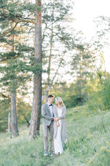  Beautiful love story in the woods. Wedding couple photo shoot in nature.