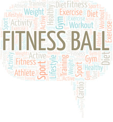 Fitness Ball word cloud. Wordcloud made with text only.