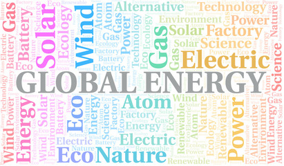 Fototapeta premium Global Energy word cloud. Wordcloud made with text only.