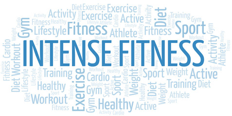 Fototapeta premium Intense Fitness word cloud. Wordcloud made with text only.