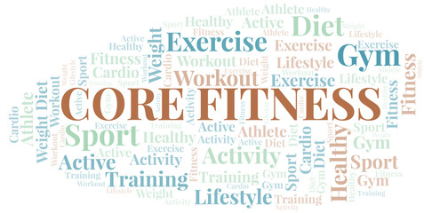 Core Fitness word cloud. Wordcloud made with text only.