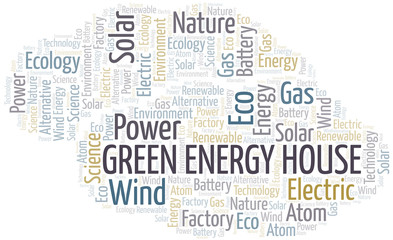 Fototapeta na wymiar Green Energy House word cloud. Wordcloud made with text only.