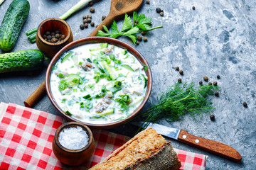 Okroshka,cold summer soup