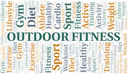 Fototapeta premium Outdoor Fitness word cloud. Wordcloud made with text only.