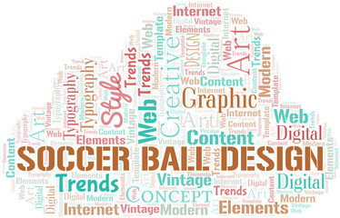 Soccer Ball Design word cloud. Wordcloud made with text only.