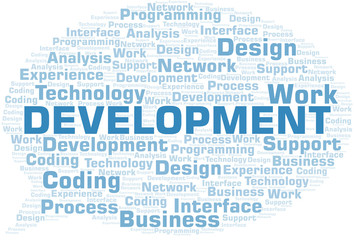 Obraz premium Development word cloud. Wordcloud made with text only.