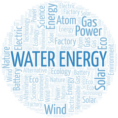 Obraz premium Water Energy word cloud. Wordcloud made with text only.
