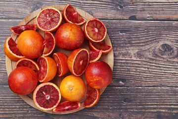 Red oranges with copy space background