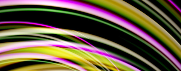 Fluid color waves with light effects, vector abstract background