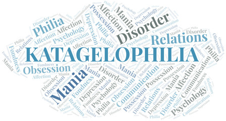 Obraz premium Katagelophilia word cloud. Type of Philia.