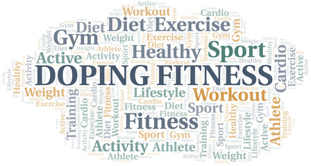 Doping Fitness word cloud. Wordcloud made with text only.
