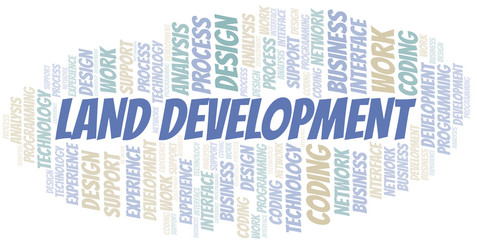 Fototapeta premium Land Development word cloud. Wordcloud made with text only.
