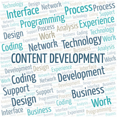 Content Development word cloud. Wordcloud made with text only.