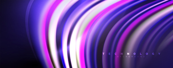 Fluid color waves with light effects, vector abstract background