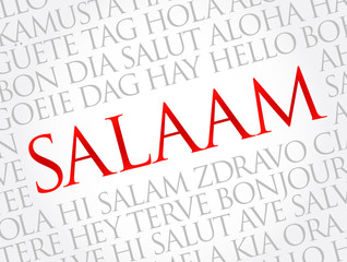 SALAAM (Hello Greeting in Persian,Farsi) word cloud in different languages of the world