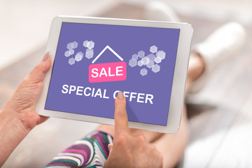 Special offer concept on a tablet