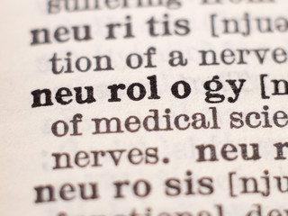 Obraz premium Dictionary definition of word neurology, selective focus.