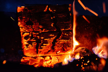 burning charcoal like runes. Background