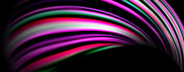 Fluid color waves with light effects, vector abstract background