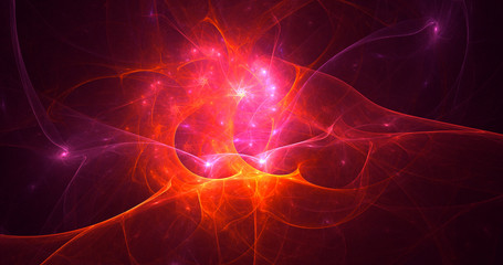 3D rendering abstract red fractal light background