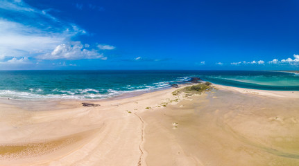 Drone view of Elliott Heads Beach and River, Queensland, Australia