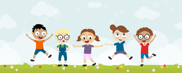 summer time happy kids having fun