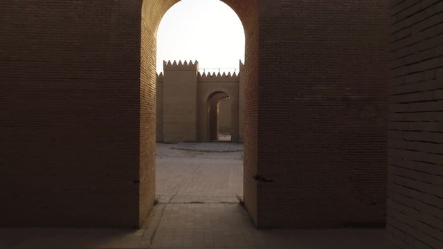 Drone shot of the ancient city of Babylon in Iraq