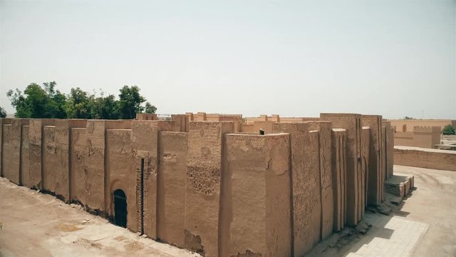 Drone shot of the ancient city of Babylon in Iraq