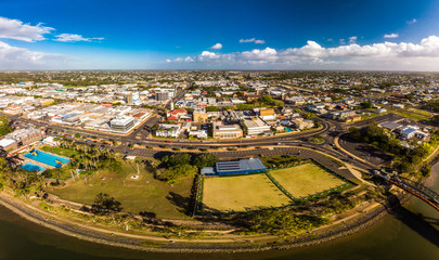 Aerial drone view of Bundaberg, Queensland, Australia