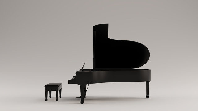 Black Grand Piano 3d illustration 3d render
