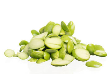 Parkia speciosa seeds or bitter bean isolated on white