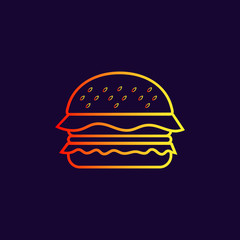 Burger or sandwich vector icon on dark background