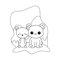 cute bears animals isolated icon