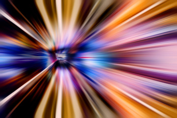 Abstract moving speed background with multicolor lines in track turn shape. motion of futuristic