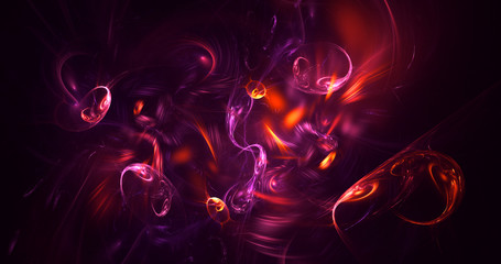 3D rendering abstract red fractal light background