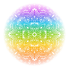 Rainbow mandala vector illustration.