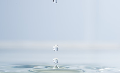 Splash from a drop of water on a light background macro