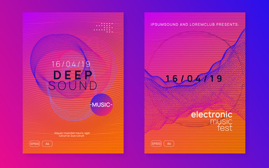 Sound flyer. Modern show magazine set. Dynamic fluid shape and line. Neon sound flyer. Electro dance music. Electronic fest event. Club dj poster. Techno trance party.