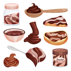 Chocolate paste set. Vector illustration on white background.