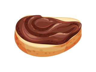 Chocolate Nut Paste spread on bread. Vector illustration on white background.
