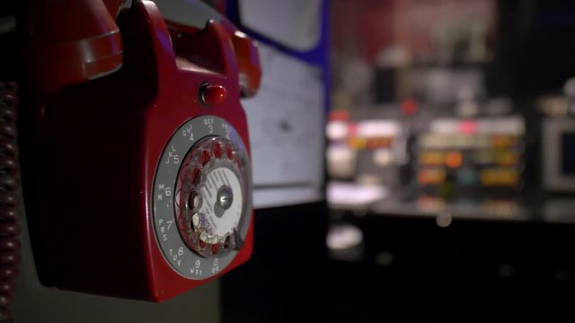 vintage red phone in backstage