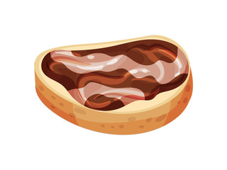 Bread with chocolate and nut paste. Vector illustration on white background.