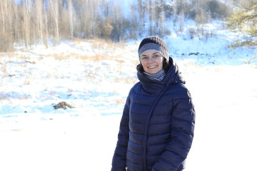 woman walking in the snow