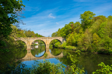 Fototapeta na wymiar Prebends Bridge, one of three stone-arch bridges crossing River Wear in Durham, England